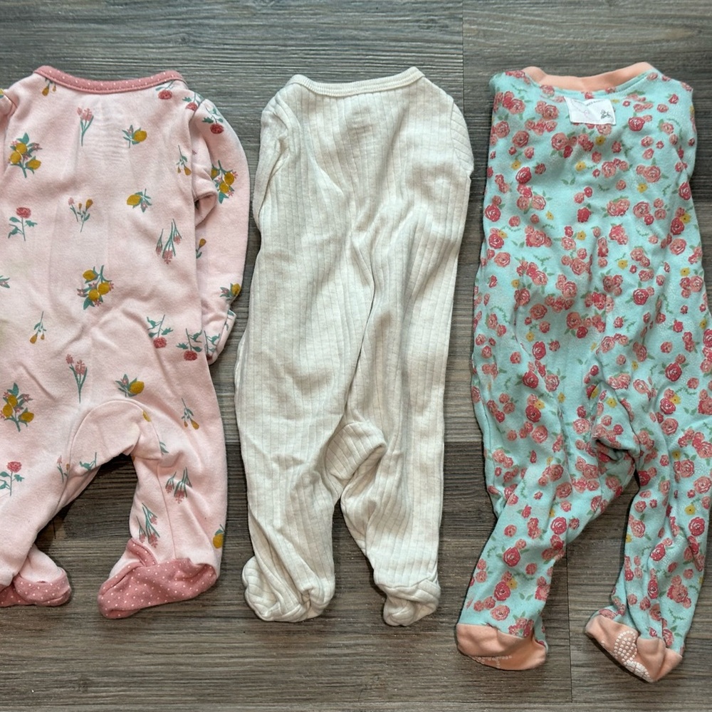 Newborn Footed Pajamas. Burt’s Bees, Wonder Nation and Child of mine.